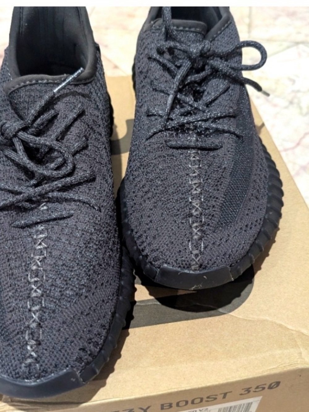 Yeezy Men's Black Knit Athletic Sneakers - Comfort Lace-Up